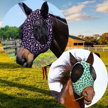 2pcs Leopard Print Horse Face Mask, M/L Size Optional, Comfortable Horse Face Mask With Ears, UV Protection And Sun Protection, Soft And Lightweight, Breathable, Mosquito And Fly Proof - Decorative - View 13