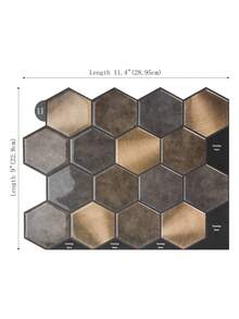 WalDecoo 1/5/10/20 Sheets,11.4"X9", Peel And Stick Hexagon Backsplash Tile, Retro Bronze Mixed Metal Texture, Glossy Heat & Moisture Resistant Low VOC Self Adhesive Wall Tile, Renter Friendly For Kitchen Bathroom - Bronze Hexagonal - View 3