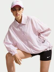 Nike Women's AS W NSW LTWT UV Protective Jacket Woven Hoodless Outerwear IO1521-583 - Pink - View 3