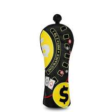 Casino Chip Poker Dollar Golf Club Headcover, Multi- Embroidered Personalized, Black & Yellow Contrast Visual Highlight; Universal Fit Standard 1/3/5 Wood Size, Thickened PU Padding, Niche Creative Golf Protection Cover - Black - View 13