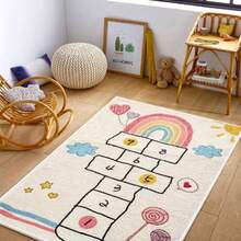1件彩虹數字遊戲地毯，趣味數字跳格子地毯，適合室內裝飾，加厚地毯，適用於樓梯、走廊、通道、走道、客廳、臥室 - 彩色 - 查看 4