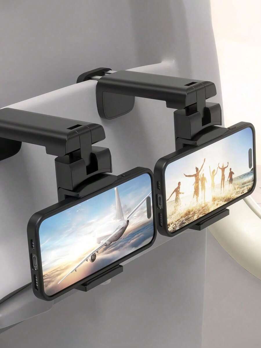 可調節飛機手機夾 360°旋轉旅行手機支架，適用於托盤桌，免手持，適合飛行、汽車使用，便攜可折疊手機配件