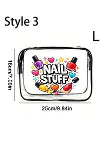 Cute Nail Art Themed PVC Makeup Travel Bag - Perfect For Brides And Nail Technicians; Heart-Shaped Makeup Pouch Is A Must-Have Gift For Women's Birthdays And Honeymoons - Multicolor - View 13