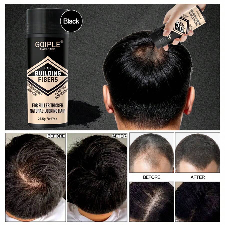 Goiple 27.5g Natural Hair Fiber, Hair Color Powder, Fill Hairline And Temples, Invisible Sweat-Resistant Long-Lasting