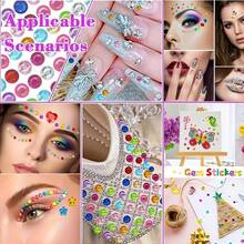300/2400 piezas Pegatinas de strass de 5 mm, pegatinas de gemas, pegatinas de joyería autoadhesivas, pegatinas de strass brillantes para manualidades, decoración de maquillaje de ojos, adecuadas para ojos y uñas, múltiples estilos de pegatinas de strass acrílicas - A - Ver 10
