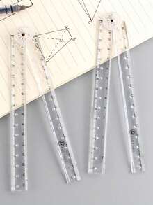 1pc Creative Drawing Measurement Transparent Folding Ruler, Transparent Design, Foldable And Portable, Student School Supplies, Back To School - Multicolor - View 4