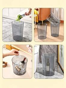 1/2PCS Transparent Trash Can, Home Use No Lid Luxury Large Capacity Living Room Office Plastic Round Storage Trash Can, Transparent Flower Bucket Large Round Vase Wear-Resistant Flower Pot Root Space Design Flower Arrangement Container, Ice Beer Container - Grey - View 7