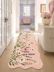 DAJIANG 1 pieza Alfombra larga con forma floral, Alfombra de cocina, Adecuada para baño, cocina, exterior, pasillo, dormitorio, sala de estar, Lavable a máquina y fácil de limpiar, Felpudo antideslizante para la entrada, Accesorio decorativo de alfombra para el dormitorio - Multicolor - Ver 5