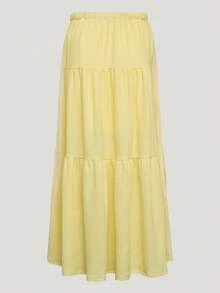 Adidas Originals Women's Resort Knit Maxi Skirt L Size KX0729 - Pale Yellow - View 2