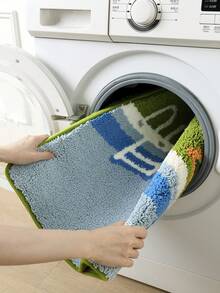 1pc Bathroom Floor Mat Carpet, Flocked Flocked Comfortable Foot Feel, Summer Pool Beach Bath Mat, TPR Backing Anti-Slip, Kitchen, Outdoor, Indoor, Hallway, Bedroom, Living Room, Bedside Rug, Machine Washable Easy To Clean, Bedroom Bathroom Decor - Multicolor - View 8
