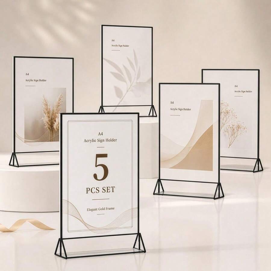 Trintion Sturdy Sign Holder, Practical Tabletop Display Stand, Widely Used For Retail Counter, Desk And Various Daily Application Scenarios - Black - View 1