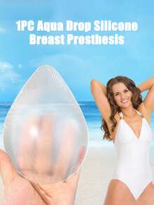 ANGDIE 1PC Single Teardrop Shaped Silicone Breast Prosthesis, Comfortable Breast Pad, For Post-Mastectomy Wear, Women's Daily Use, Non-Directional, Single Side 1pc - Clear - View 2