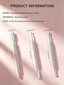 3pcs/1pc Stainless Steel Cuticle Pusher Nail Dead Skin Remover, Professional Manicure Pedicure Tool, Back To School Nail Art, Affordable, Nail Art Tool, Nail Supplies, Essential For Nail Artist, Cuticle Pusher, Gift For Women, Holiday Gift - Silver - View 8