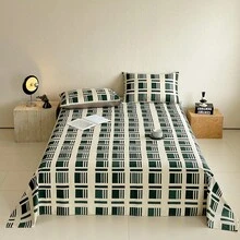 1pc Geometric Pattern Printed Bed Sheet, Nordic Style 100% Cotton Bed Sheet, Pillowcase Not Included - Multicolor - View 2