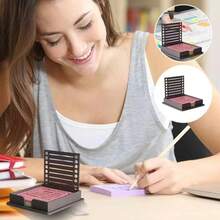 Random Color Waterproof Anti-Tip Sticky Note Storage Tray 3-Inch Square Memo Paper Holder, Multi-Template Desk Organizer For Work Study School, Durable Cute Desk Accessories, Stationery Storage Box, Halloween Thanksgiving Christmas Gift - View 6