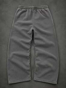 Pantalon de survêtement large pour homme Fractyr, imprimé floral marguerite vintage usé, gris foncé, taille élastique à cordon de serrage, lavé, ample, style streetwear baggy - Gris foncé - Voir 5