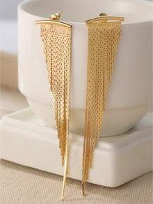 1 Pair Fashion Minimalist Long Tassel Gold Elegant Elegant Earrings - Gold - View 2