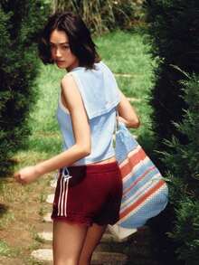 Adidas Originals Tas Tote Rajut Unisex Motif Garis-Garis Blok Warna KX9590 - Blue and White - View 2