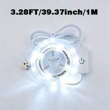 1m To 5m Indoor LED Light Strip, Dual Color Cold And Warm Options. USB Powered, Touch Button Control. Suitable For Bedroom, Mirror, Kitchen, TV Background Wall, Desk And Holiday Atmosphere. - Touch Light Strip - View 10