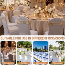 Froadp Chair Covers Universal Stretch Chair Cover White Chair Covers Ribbon Chair Covers With Bow For Parties, Weddings And Celebrations, White - White - View 8