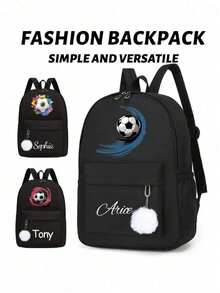 This Backpack With Soccer Pattern Can Be Customized As Your Exclusive Back-To-School Bag. You Can Also Add Personalized Elements Such As Name Or Holiday Greetings. This New Backpack Features A Nylon Zipper. You Can Add Personalized Content Like Letters, Lucky Numbers, Etc. It's Perfect For Dance Classes And Travel. Also An Ideal Choice For Birthday Gifts, Souvenir Bags, Christmas Gifts Or New Year Gifts. - Multicolor - View 1