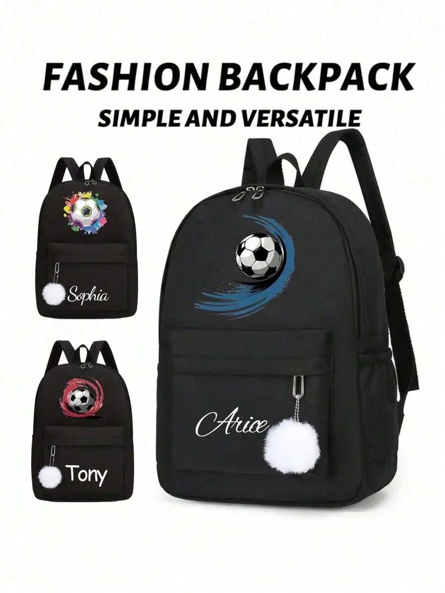This Backpack With Soccer Pattern Can Be Customized As Your Exclusive Back-To-School Bag. You Can Also Add Personalized Elements Such As Name Or Holiday Greetings. This New Backpack Features A Nylon Zipper. You Can Add Personalized Content Like Letters, Lucky Numbers, Etc. It's Perfect For Dance Classes And Travel. Also An Ideal Choice For Birthday Gifts, Souvenir Bags, Christmas Gifts Or New Year Gifts. - Multicolor - View 1