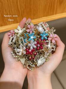 10pcs Random Style Colorful Daily Hair Claw Clips For Loose Hair Decoration - Multicolor - View 4