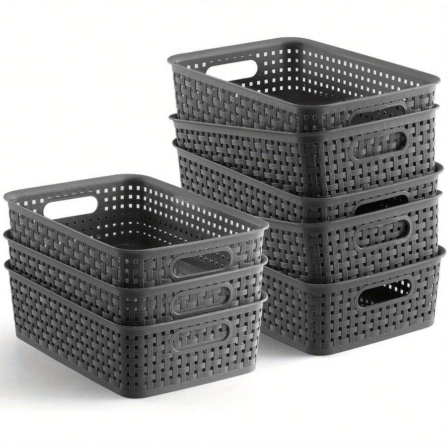 5PCS Multi-Functional Plastic Storage Baskets, Durable, Easy To Use, Versatile, Flexible, Perfect For Closets, Cabinets, Shelves, Bedrooms, Bathrooms, Living Rooms, Classrooms, Kitchens, Offices, Vanity And Worktops - 5pcs - View 1