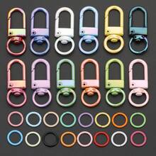 110pcs/Box Random Mixed Color DIY Keychain Making Parts, Includes 10pcs Rotating Lobster Clasps + 100pcs Jump Rings, Zinc Alloy Spring Clasps, Door Hooks, Connector Hooks, Suitable For Handmade Braided DIY Keychains, Bag Charms, Open Connection Rings, Keychain Accessories Making Materials, DIY Key Ring Accessories Making - Door Latch & Jump Ring - View 8