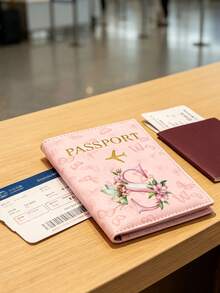 粉色蝴蝶護照套，印有 A-Z 字母、仙女、櫻花與蝴蝶圖案，中性 RFID 復古商務護照夾，便攜多功能旅行收納包，旅行用品旅行錢包，護照夾，海灘度假包，夏季，超薄護照套，適合海外度假、商務旅行與留學，送給好友、姊妹與女性朋友的貼心禮物，旅行必備品，開學禮物，教師節禮物，生日節日禮物 - 彩色 - 查看 3