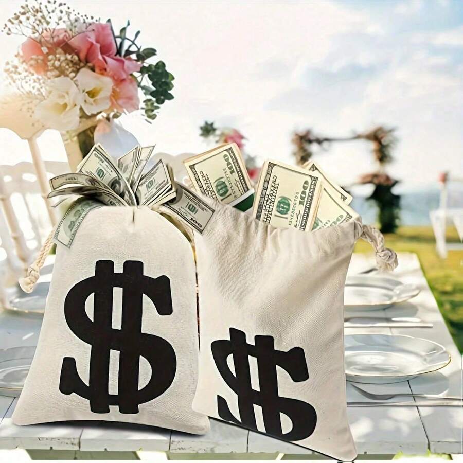 Canvas Money Bag Party Prop With Dollar Sign, Money Bag Prop For Bank Robber, Pirate, Cowboy Role Play Theme Party, Perfect For Halloween, Cosplay And Party Gifts, Costumes