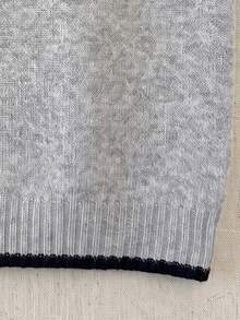 Fall Winter Women Light Grey Crew Neck Knit Vest Xmas New Year Sleeveless Layering Top - Light Grey - View 10