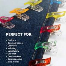Colorful Plastic Patchwork Sewing Clips, Multi-Function Plastic Clips, Strong Grip, No Needle Marks, DIY Craft Accessories, Sewing Accessories, Suitable For Fabric, Crafts And Sewing Projects, Also As Photo Clips, Snack Clips, Folder Clips, Etc., Without Storage Box - Transparent High Elasticity Style - View 5
