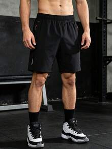 Men's Sports Shorts Suitable For Spring, Summer, Autumn Wear Running, Fitness, Sports Black - Black - View 7