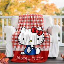SANRIO 1件個性化法蘭絨毯,可愛卡通圖案,可客製化姓名文字,柔軟保暖,適合午睡、沙發、辦公室床鋪、露營旅行,多功能禮品蓋毯,四季適用 - 彩色 - 查看 3