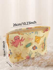 1pc Portable Cosmetic Storage Bag With Ocean Elements Turtle, Starfish, Octopus Pattern Double-Sided Print Travel Zipper Makeup Bag Multi-Functional Toiletry Organizer - Multicolor - View 3
