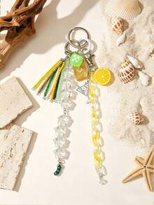1pc Hot-Selling Vintage Style Asymmetrical Niche Personalized Tassel Star Keychain Bag Charm Pendant - Multicolor - View 3