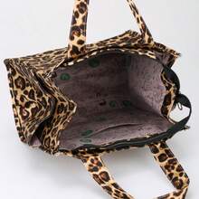 DLIU New Thick Printed Fabric Handbag, Large Capacity Portable Lunch Box Storage Bag, Bento Bag, Suitable For Work Commute, Bringing Lunch, Shopping, Lunch Box Storage, Daily Use, Cloth Bag, Zipper Lunch Bag, Handheld Bag. Back To School Season, Vintage, Fabric Interior, Side Pockets On Both Sides. - Yellow - View 9
