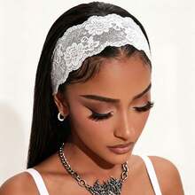 2pcs Women's Solid Color Hollow Lace Headbands, Premium French Vintage Lace Headscarf Fashion Beach Photo Hair Accessory, Women's Headband, Summer Hair Accessory, Casual Headscarf, Daily Hairstyle Decoration Versatile Style - Multicolor - View 7