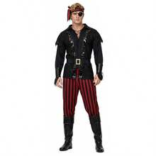 Halloween Pirate Costume For Men Including Pirate Headscarf Eye Mask Belt Performance Sets Carnival Party Outfit - Multicolor - View 3