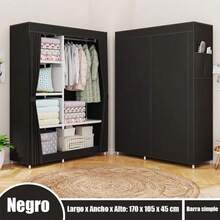 Closet Armable Ropero Rack Guardaropa Recamara Organización, Bonito, Práctico Y Resistente. Armario Plegable Organizador de Ropa,navidad - Negro - Ver 2