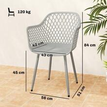 Set Of 4 Garden Chairs, UV-Resistant Plastic Chairs With Armrests And Backrest, 56 X 51 X 84 Cm, Grey - Grey - View 3