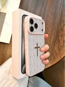 WeiMi 1pc Minimalist Pink Bow & Cross Pattern Fashion Cute Side Heart Anti-Drop Premium Soft TPU Phone Case, Suitable For Friends, Family, Couples, Yourself Birthday Gift, Holiday Gift, Compatible With IPhone 17/16/15/14/13/12/11/X/XR/XS MAX/For Galaxy A56/55/A03S Series - Multicolor - View 5