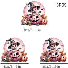 1/2/3PCS Stiker Transfer Panas yang Dapat Dicuci dengan Air, Anak Kucing Merah Muda Memakai Topi Penyihir Bersembunyi di Dalam dengan Kelelawar, Tengkorak, dan Daun Maple, Pola Kartun Halloween yang Manis, Cocok untuk Kaos, Tas, Bantal - Beraneka warna - View 8