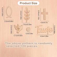100pcs Wooden Flower Bouquet Set - Includes Fish, Cross, Branch And Dove Patterns, Suitable For Baptism, Communion, Wedding, Mother's Day, Birthday And Wedding Decorations - Apricot - View 10