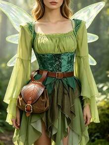 Random Color1PC Medieval Leaf Embossed PU Leather Waist Pouch, Vintage Renaissance Faire Fanny Pack, Elf Cosplay Hip Belt Bag For Women - Multicolor - View 4