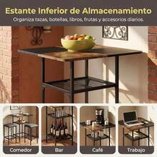 Mesa de Bar de 2 Niveles, Mesa Alta Tipo Bar, Mesa para Cafe Bicolor, 90cm Barra De Cocina, Mesas de Restaurante Desayunador Son Adecuadas para El Salón, El Balcón y la Cocina Sin Sillas - Multicolor - Ver 8