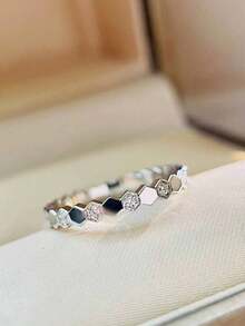 1pc Ring, 1pc Pure Silver Necklace, Minimalist Elegant Honeycomb Set, Highlight Your Exquisite, Romantic And Versatile Elegance - Honeycomb Necklace and Ring Set - View 9