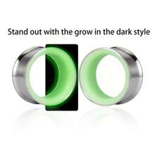 2PCS Glow In The Dark Two-Tone Stainless Steel Horn Fit Ear Tunnels, Hypoallergenic Body Piercing Jewelry, Cyberpunk Design Jewelry - Round - View 10