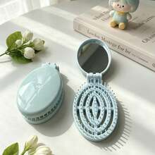 1 chiếc lược gấp đa màu, lược gấp cầm tay kèm gương tích hợp - Một kích thước - Xem 6